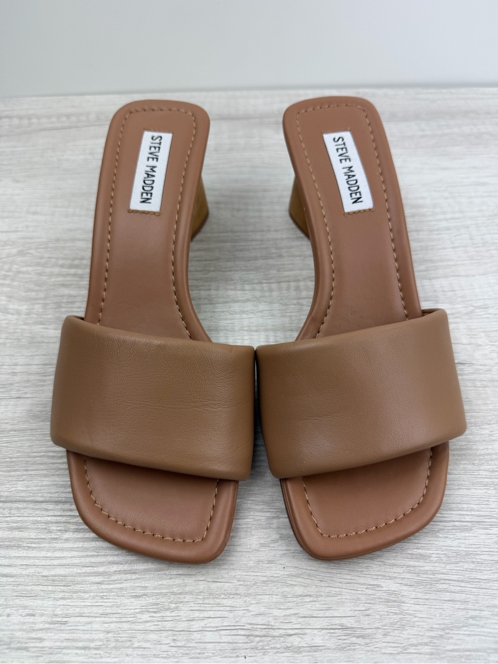 Steve Madden Saged Heeled Slide Sandals Tan Size 7.5 - Picture 4 of 9